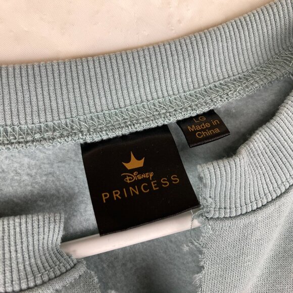 Disney Princess Crewneck Sweatshirt Womens Sz L Light Green Kindness Message - Picture 4 of 5